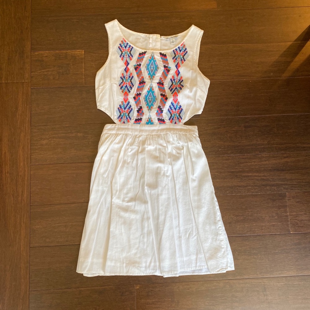 White tribal dress with cutouts